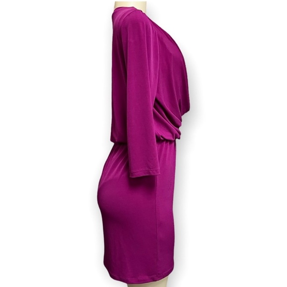 Boston Proper Tie Front Cowl Mini Dress in Deep Fuschia/Acai Berry Size 10 - Picture 3 of 8